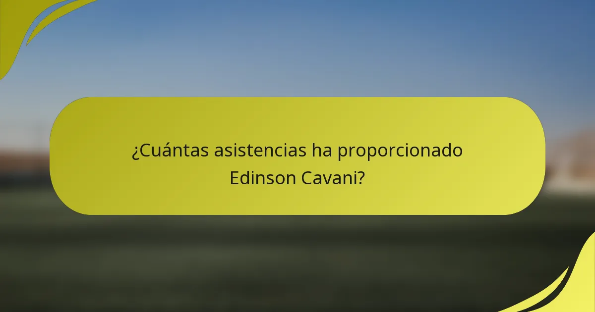 ¿Cuántas asistencias ha proporcionado Edinson Cavani?